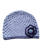 Háčkovaná čepice fialová s kytkou