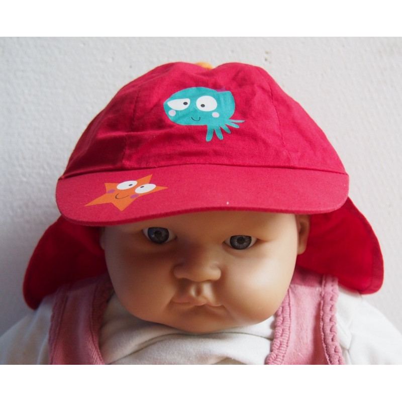 Letní kšiltovka s ochranou krku červená